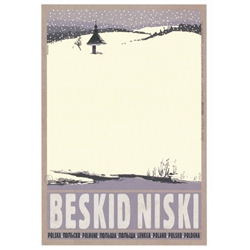 Beskid Niski, Polish Promotion Poster designed by artist Ryszard Kaja. It has now been turned into a post card size 4.75" x 6.75" - 12cm x 17cm.