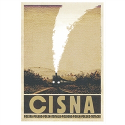 CISNA, Bieszczady, Polish Tourist Poster designed by artist Ryszard Kaja. It has now been turned into a post card size 4.75" x 6.75" - 12cm x 17cm.