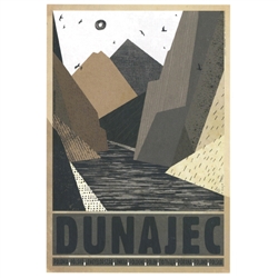 Post Card: Dunajec, Polish Tourist Poster designed by artist Ryszard Kaja. It has now been turned into a post card size 4.75" x 6.75" - 12cm x 17cm.