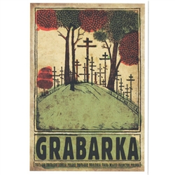 Post Card: Grabarka, Polish Promotion Poster designed by artist Ryszard Kaja. It has now been turned into a post card size 4.75" x 6.75" - 12cm x 17cm.