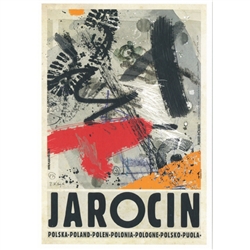 Post Card: Jarocin, Polish Rock Festival Place, Polish Promotion Poster designed by artist Ryszard Kaja. It has now been turned into a post card size 4.75" x 6.75" - 12cm x 17cm.