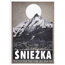 Post Card: Sniezka, Polish Tourist Poster, Polish Poster designed by artist Ryszard Kaja. It has now been turned into a post card size 4.75" x 6.75" - 12cm x 17cm.