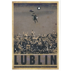 Post Card: Lublin, Polish Promotion Poster designed by artist Ryszard Kaja. It has now been turned into a post card size 4.75" x 6.75" - 12cm x 17cm.