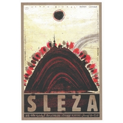 Post Card: Sleza, Zobtenberg, Polish Tourist Poster designed by artist Ryszard Kaja. It has now been turned into a post card size 4.75" x 6.75" - 12cm x 17cm.