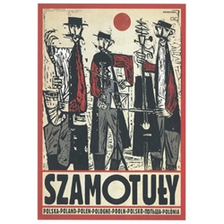 Post Card: Szamotuly, Polish Promotion Poster designed by artist Ryszard Kaja. It has now been turned into a post card size 4.75" x 6.75" - 12cm x 17cm.