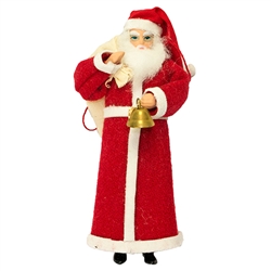 From the workshops of the Cepelia cooperative in Krakow comes this traditional St Nicholas carrying a bell.  This is a hanger doll designed to be displayed on a tree or from an ornament holder.  Completely hand made using traditional materials including p