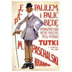 Postcard:  I Smoke, Have Smoked and Will Smoke, 1900 Polish Promotion Poster.  It has now been turned into a post card size 4.75" x 6.75" - 12cm x 17cm.