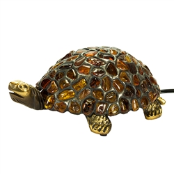 Polish Amber Encrusted Turtle Lamp 8"