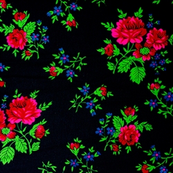 Flowered Fabric 60" wide "Tybet" Black - Medium