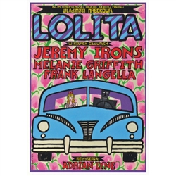 Post Card: Lolita, Polish Movie Poster designed by Andrzej Krajewski in 2013. It has now been turned into a post card size 4.75" x 6.75" - 12cm x 17cm.