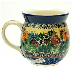 Polish Pottery 16 oz. Bubble Mug. Hand made in Poland. Pattern U4288 designed by Teresa Liana.