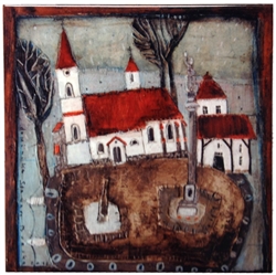 This charming artistic wall tile will surely brighten up your kitchen. The unique artwork on this wall hanging tile will make for an excellent gift. Featuring the art work of Polish artist Dominika Stawarz-Burska from Bochnia, Poland. This high quality wa