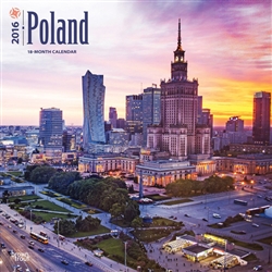 This beautiful 18 month calendar features 12 city and country scenes in full color, suitable for framing. All English language and US weekly format (Sunday is the first day of the week). Polish holidays and names days are not listed.