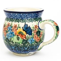 Polish Pottery 11 oz. Bubble Mug. Hand made in Poland. Pattern U3996 designed by Teresa Liana.