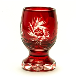Genuine brilliant Polish 24% lead ruby red crystal hand cut with a traditional pinwheel design. Set of 6.