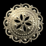 This Highlander pin is normally worn in the center of the man's shirt. Hand worked from metal with intricate detailing by one master artisan in Bukowina near Zakopane. The workmanship is exquisite and the detail so rich these decorations have become colle