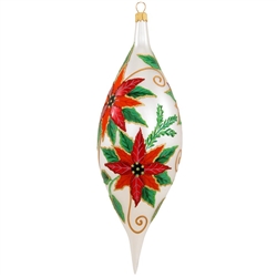 Smooth and reflective glazes combine with a variety of eye-catching colors to create the pretty poinsettia that is this ornament's alluring focal point. Masterfully crafted in Poland with gorgeous hand-painted glazes and shimmering glitter accents, this e