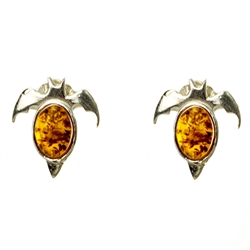 Pretty "Batty" Amber Stud Earrings