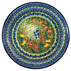 Polish Pottery 10.5" Dinner Plate. Hand made in Poland. Pattern U4019 designed by Maria Starzyk.