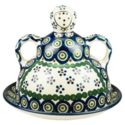 Polish Pottery 7" Cheese Lady. Hand made in Poland and artist initialed.