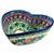 Polish Pottery 7" Heart Shaped Bowl. Hand made in Poland. Pattern U4003 designed by Teresa Liana.