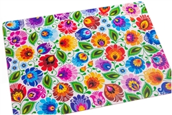 Decorative plastic pad for folk with a pattern of Lowicz flowers. Rounded corners and easy to clean - just wipe with a wet cloth.