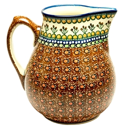 Polish Pottery 3 qt. Pitcher. Hand made in Poland. Pattern U79 designed by Teresa Liana.