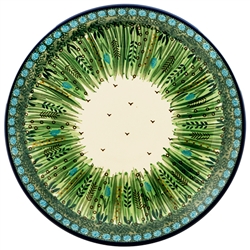 Polish Pottery 10.5" Dinner Plate. Hand made in Poland. Pattern U4636 designed by Krystyna Dacyszyn.