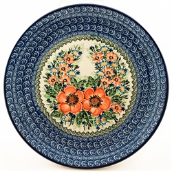 Polish Pottery 10.5" Dinner Plate. Hand made in Poland. Pattern U2189 designed by Maria Starzyk.