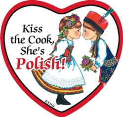 Colorful ceramic tile magnet.  Our couple are in their Polish Krakow costumes.