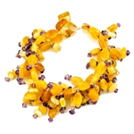 Amber And Amethyst Bracelet - 8"