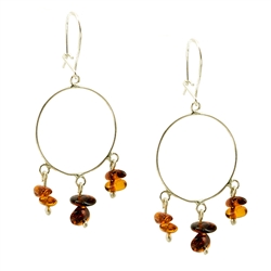 Lovely set of sterling silver hoop earrings and honey amber dangles.