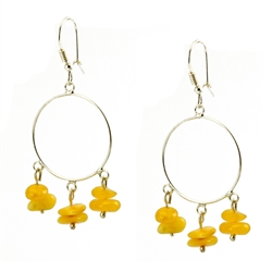 Lovely set of sterling silver hoop earrings and custard amber dangles.