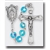 Polish Art Center - 20.5"  7mm Aqua Tin Cut, Multi Faceted Crystal Round Beads with Aurora Borealis and Deluxe Silver Oxidized Crucifix and Center.  It comes with a Deluxe Velvet Box