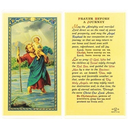 Polish Art Center - St. Christopher Prayer Before a Journey - Holy Card.  Plastic Coated. Picture and prayer is on the front, text is on the back of the card.