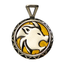 Hand made Cognac Amber Leo pendant with Sterling Silver detail.  July 23 - August 22