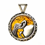 Hand made Cognac Amber Aquarius pendant with Sterling Silver detail. January 20 - February 19.