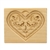 Solid beech wood hand carved mold featuring a traditional heart shape folk design.  This mold comes from the gingerbread museum in Torun, Poland.  These types of wooden molds are used to create gingerbread and cookie designs.