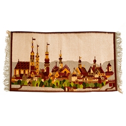 Beautiful hand woven wool wall-hanging  highlighting the many church spires in the old town area of Krakow.