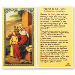 Polish Art Center - St. Anne - Holy Card - Holy Card.  Plastic Coated. Picture and prayer is on the front, text is on the back of the card.