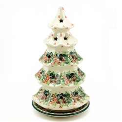 Polish Pottery 10" Votive Christmas Tree. Hand made in Poland and artist initialed.