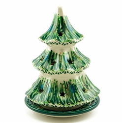 Polish Pottery 6.25" Votive Christmas Tree. Hand made in Poland. Pattern U803 designed by Krystyna Dacyszyn.