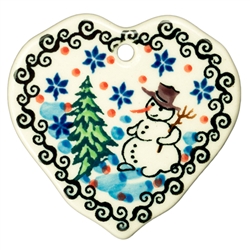 Polish Pottery 2.5" Christmas Ornament. Hand made in Poland and artist initialed.