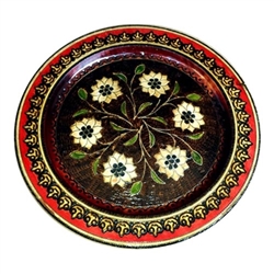 Beautiful mountain floral design. No two plates are exactly alike. Our artist creates the basic design but uses slightly different stains and colors so the each plate is unique. Highly detailed.