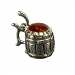 Hand made with Sterling Silver detail, our silver beer stein has a golden head of amber and a lid that flips open.