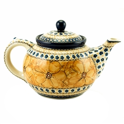 Polish Pottery 40 oz. Teapot. Hand made in Poland. Pattern U408B designed by Jacek Chyla.