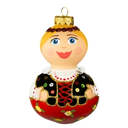 This little dear is sure to be a real doll in your collection! Our 5" tall Krakowianka dancer ornament showcases Poland's craftsmanship at its finest. This unique glass ornament is masterfully painted with glittering accents to add an extra fantastical