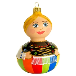 This little dear is sure to be a real doll in your collection! Our 5" tall Lowicz dancer ornament showcases Poland's craftsmanship at its finest. This unique glass ornament is masterfully painted with glittering accents to add an extra fantastical appeal.
