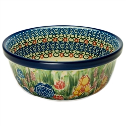 Polish Pottery 6" Cereal/Berry Bowl. Hand made in Poland. Pattern U4151 designed by Lucyna Lenkiewicz.