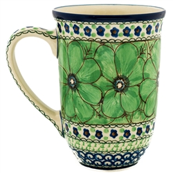 Polish Pottery 17 oz. Bistro Mug. Hand made in Poland. Pattern U408A designed by Jacek Chyla.